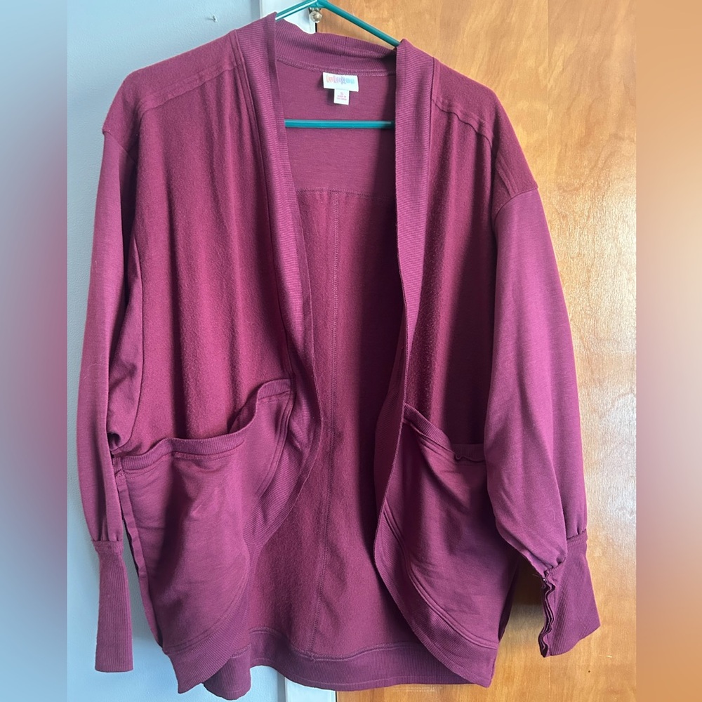 LuLaRoe Burgundy Open-Front Sweater